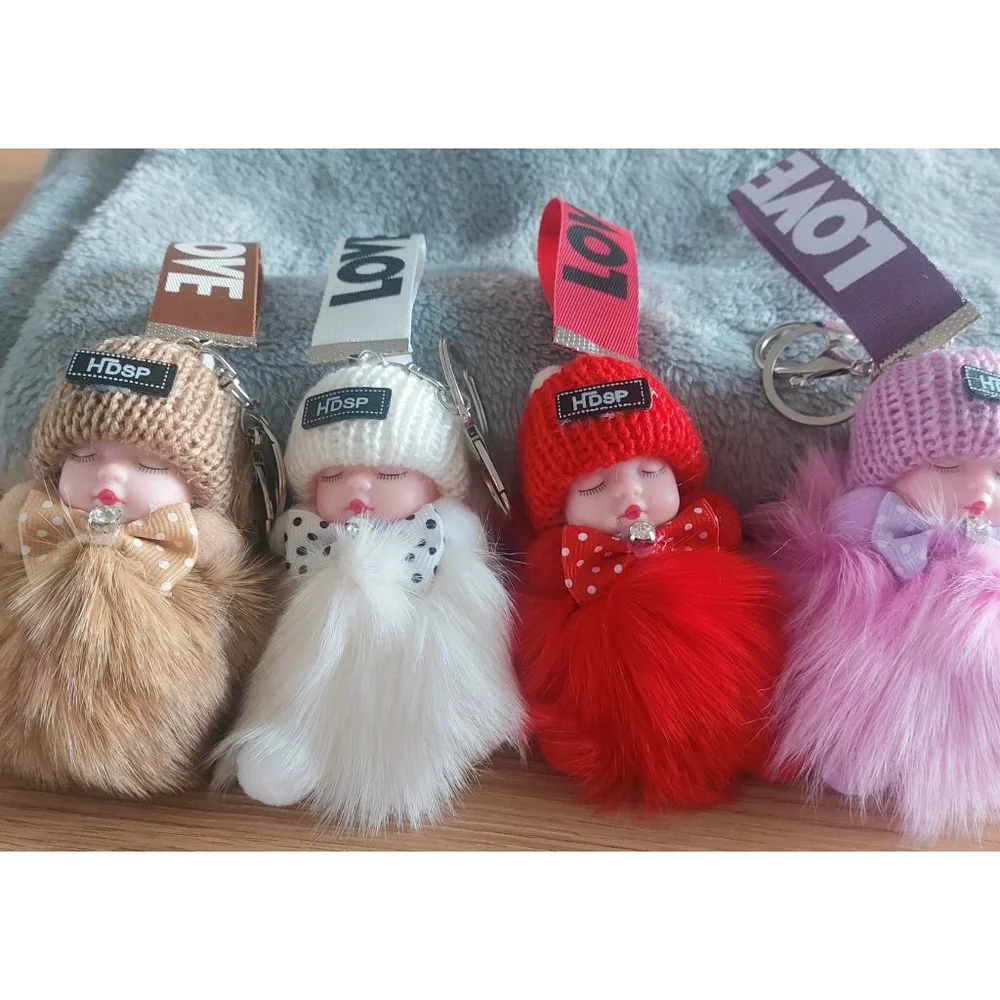Sleeping Baby Doll Keychain - Random pick of 2. Just in time for Easter